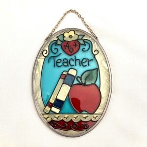 Joan Baker Designs‎ A+ Teacher Hand Painted Glass Suncatcher Oval
